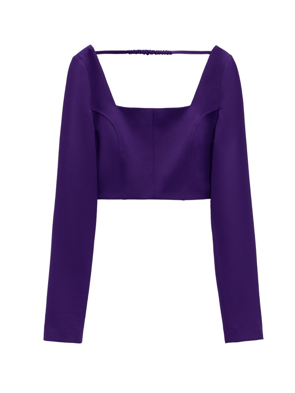 Zara Purple Long-Sleeve Cropped Top